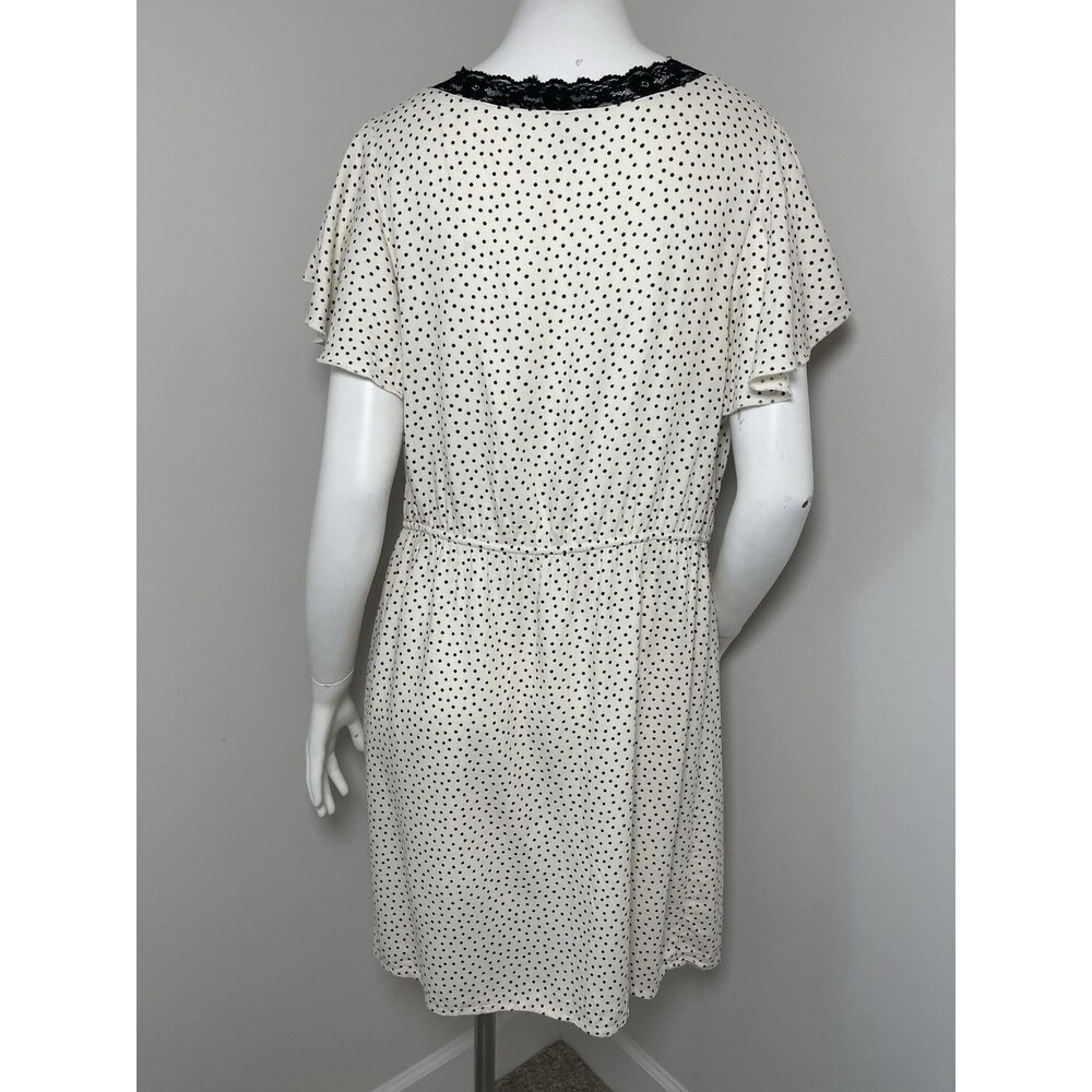 Old Navy Polka Dots Babydoll Mini Dress Lace Trim L Romantic Y2K Dainty Cottage - Picture 7 of 12